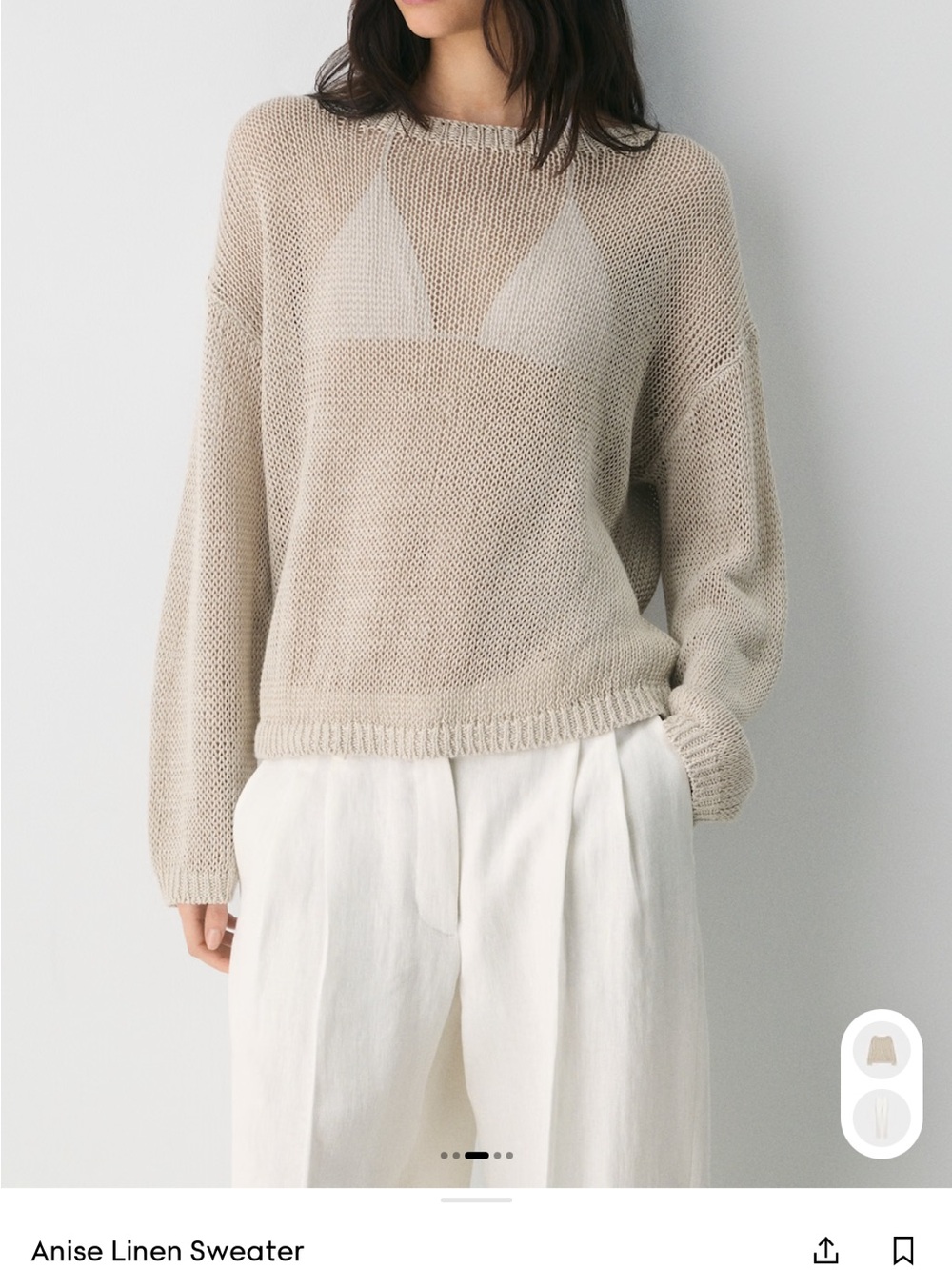Aritzia Anise Linen Crew Sweater in Beige